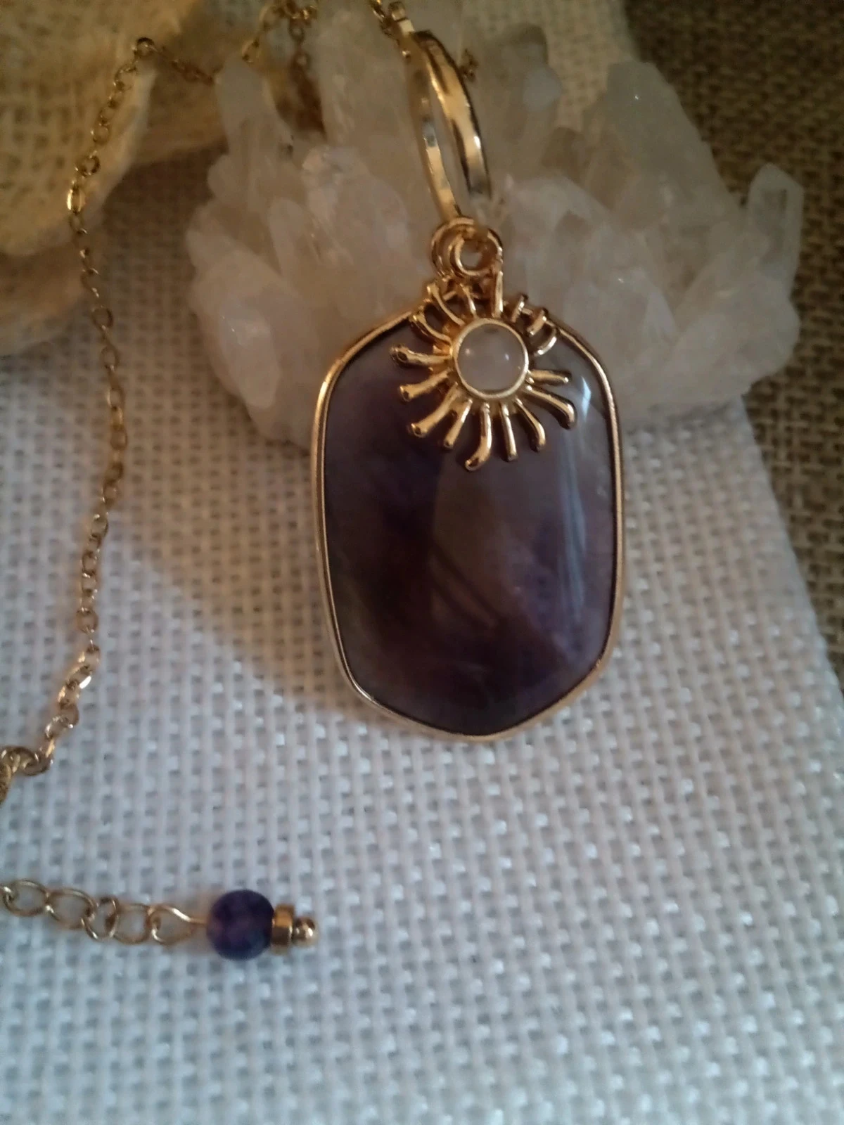 Collar de piedra de amatista ♥ y sol de selenita – photo 2
